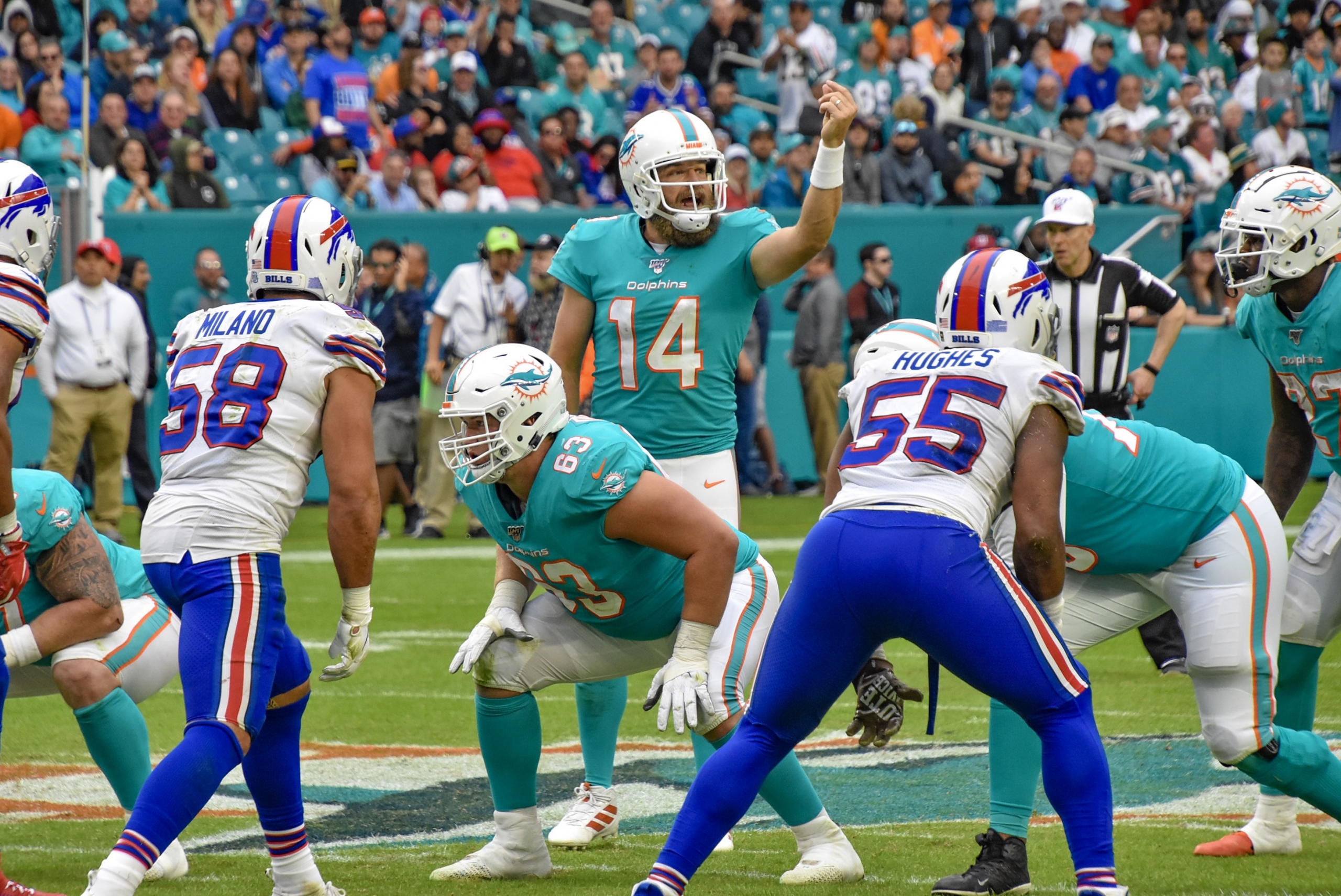 Miami Dolphins quarterback Reid Sinnett (4) prepares to throw the ball on  the field before the start of an NFL football game against the Indianapolis  Colts, Sunday, Oct. 3, 2021, in Miami