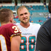 Mike Gesicki has been giving the Dolphins better play at tight end in recent weeks. (Tony Capobianco for Five Reasons Sports)