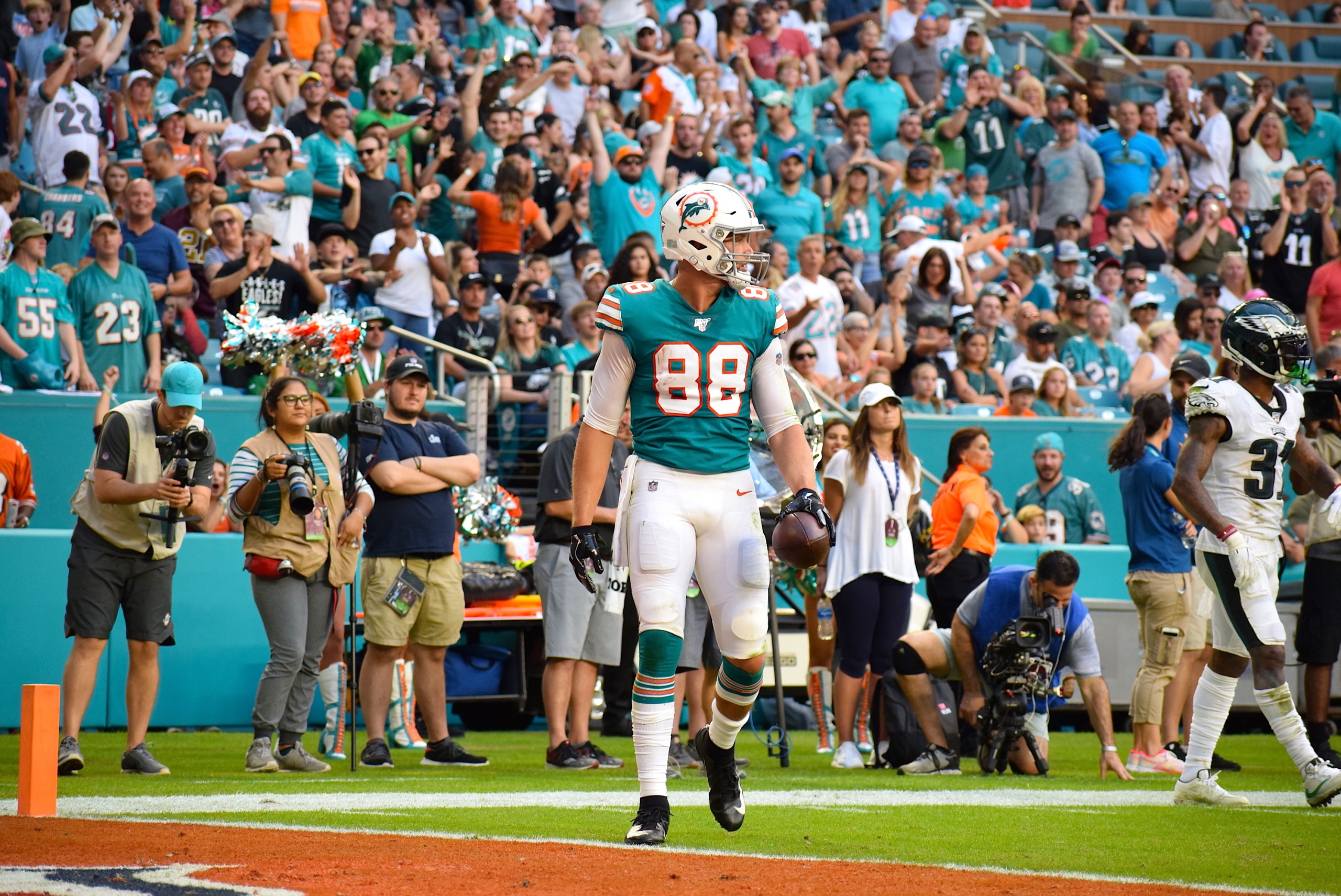 Mike Gesicki makes an appearance for the Miami Dolphins