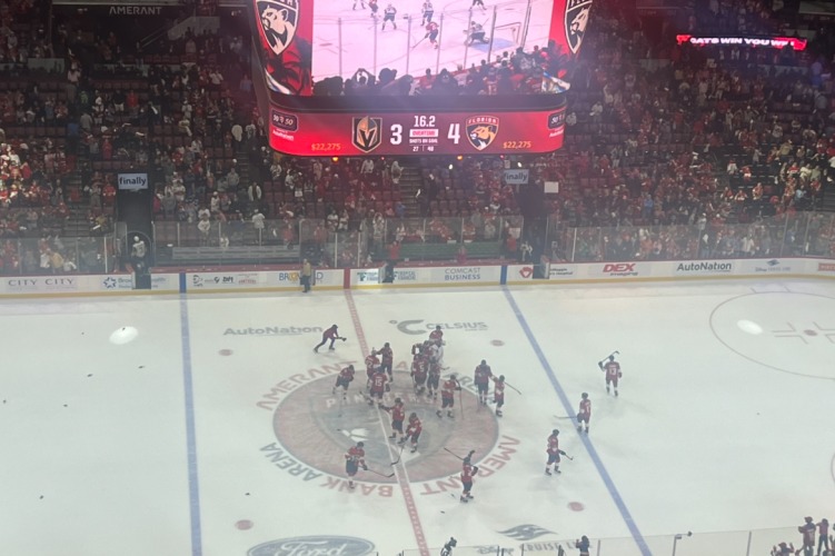 Forsling scores OT winner, Panthers defeat Knights 4-3