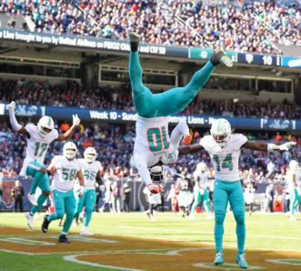 Tyreek Hill celebration after touchdown. 