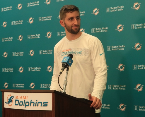 Josh Rosen discusses overcoming the negative perception about him during his introductory news conference with the Miami Dolphins. (Craig Davis)