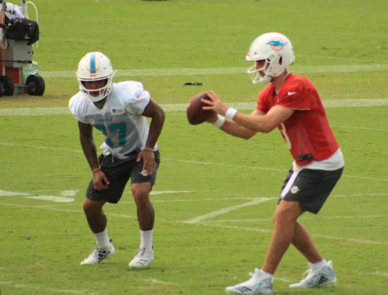 Josh Rosen has shown improvement since a rocky start to training camp with the Dolphins. (Craig Davis/Five Reasons Sports)