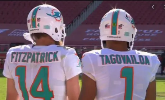 Changing of the guard at quarterback from the Miami Dolphins as Tua Tagovailoa takes over.